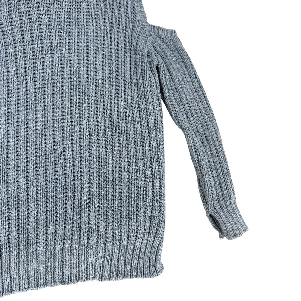 BCBGMAXAZRIA Blue Cold Shoulder Sweater Women Medium Chunky Knit Italy Textured - Picture 11 of 13